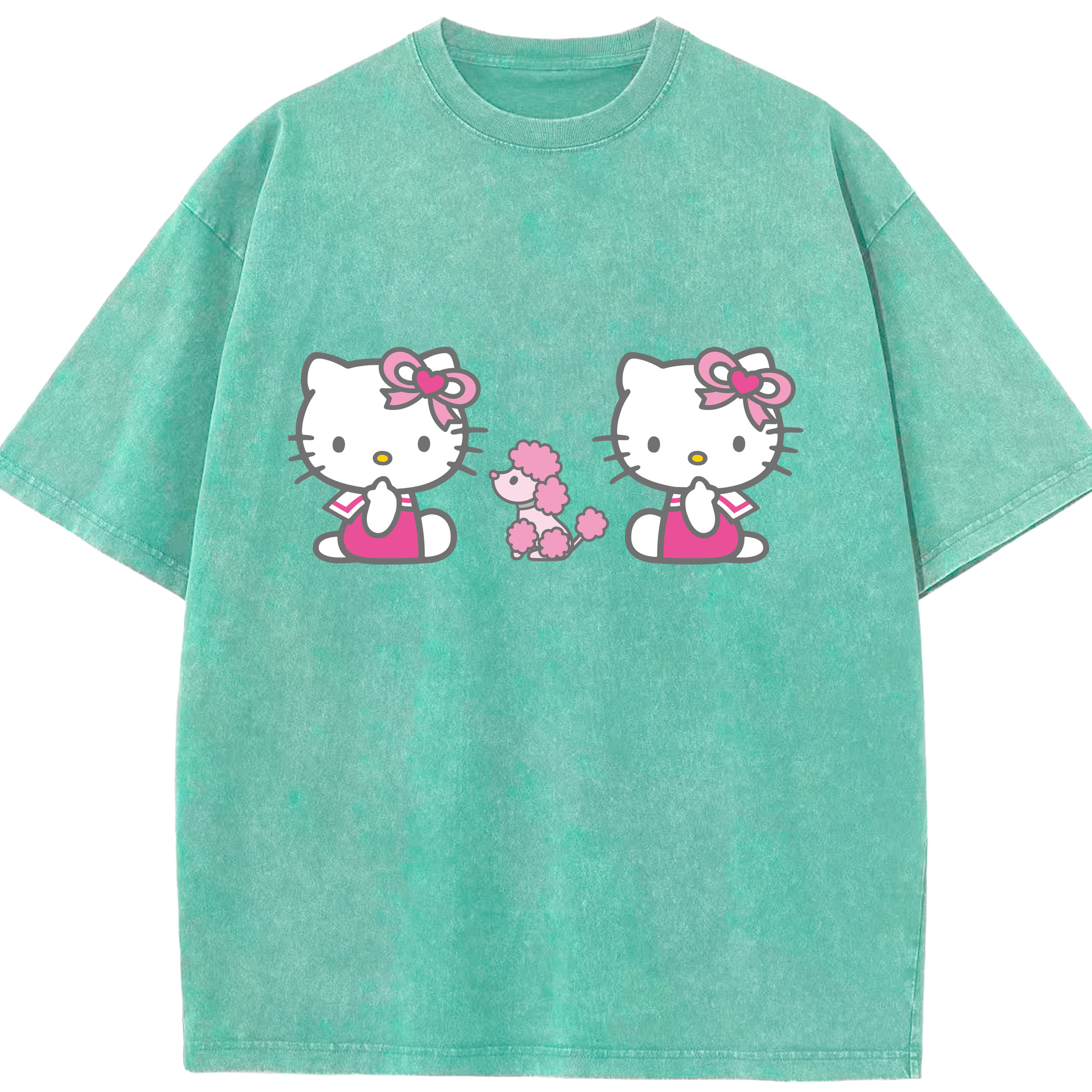 （画像用） Hello Kitty ハローキティ 綿100% ヴィンテージ風 半袖Tシャツ（フロントプリント）